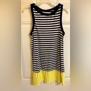 Kate Spade Womens Top Size S White Blue Gold‎ Striped Sleeveless Stretch Summer